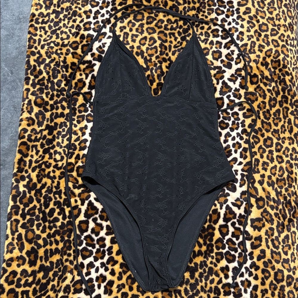 SHEIN Black Lace One Piece Swimsuit